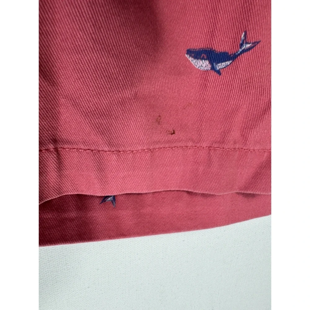 Izod Saltwater Men 34 Pink Whale Print Chino Shorts Nautical Preppy Beach Cotton